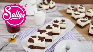 Kuhschnitte / einfacher Blechkuchen mit Milchcreme &amp; Kuhflecken / Sallys Welt