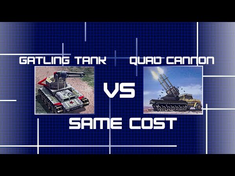 Gatling Tanks VS Quad Cannons - Same cost (C&C Generals ZH)