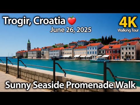 Trogir, Croatia 🇭🇷 4K Walking Tour (June 26, 2025) | Sunny Seaside Promenade Walk