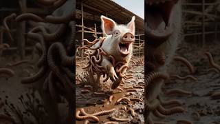 This Innocent Pig Falls into The pit Full of Millipedes #shorts #rescueanimals #ai #pig
