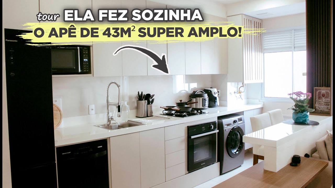 ELA fez SOZINHA um APÊ SUPER AMPLO com 43M² que tem ATÉ CAMA KING e CLOSET | Gaby Garciia