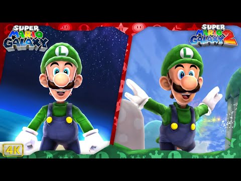 Super Luigi Galaxy + Galaxy 2 ⁴ᴷ Full Playthroughs 100% (121 Galaxy 1 & 242 Stars Galaxy 2 as Luigi)
