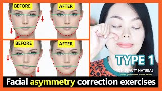 (Type 1) How to fix asymmetrical face, get a symmetrical face naturally. Facial asymmetry exercises.
