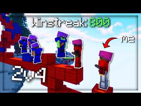 2v4 On 800 Bedwars Winstreak! | Hypixel Bedwars