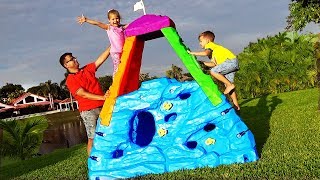 Diana and Roma pretend play climbing with activity toys