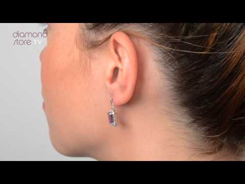 H4404 - Amethyst 4.56ct And Diamond 9K White Gold Earrings