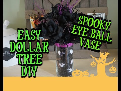 DOLLAR TREE HALLOWEEN DIY | SPOOKY EYEBALL VASE  🎃 Video