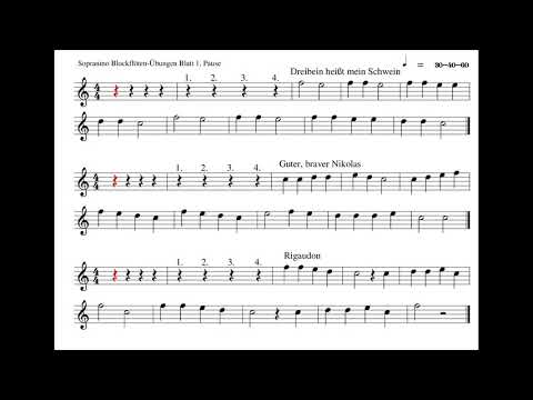 Sopranino Bfl für Kinder Blatt 1, 30 40 60