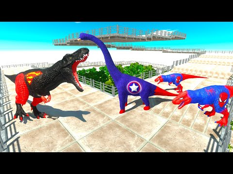 BRACHIOSAURUS vs BLACK SUPERMEN T-REX DEATH TRAP - ARBS