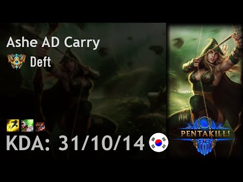 Ashe AD Carry vs Kog'Maw - Deft - KR Challenger Patch 6.16