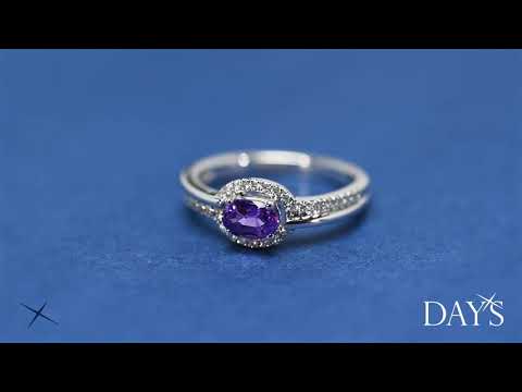 Oval Purple Sapphire Ring in 14kt White Gold with Diamonds (1/7ct tw)