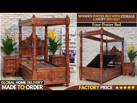 YT1031 Luxury Four Poster Bed | Canopy Bed | Next Level Modern Bed | Mosquito Net Bed Design Video