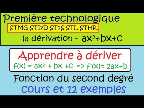 Première Technologique STMG-Les dérivées-Comment dériver une fonction du second degré
