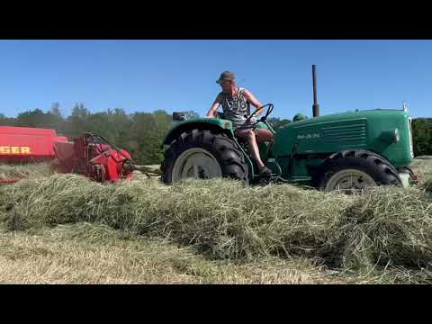 MAN 4N2 mit Welger AP 42 mit Ballenschleuder Pressen - hay baling thrower oldtimer