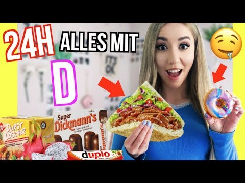 nur BUCHSTABE D 24 STUNDEN LANG ESSEN *Donuts Duplo Döner Challenge* Video