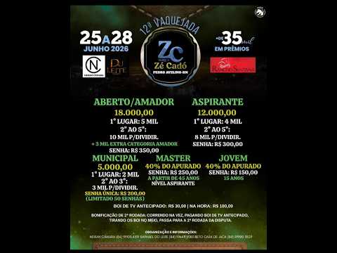 VAQUEJADA AO VIVO 12ªVAQUEJADA PARQUE ZÉ CADÓ PEDRO AVELINO / RN