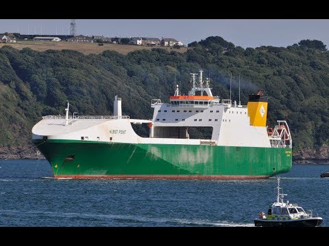 MV HURST POINT ENTERING DEVONPORT NAVAL BASE AT RUSTY ANCHOR, PLYMOUTH HOE - 4th August 2018