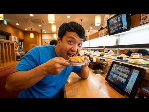 Eating at the World's Largest REVOLVING SUSHI Restaurant on Tokyo Japan