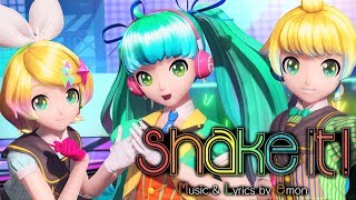 Video thumbnail of "[60fps Full] shake it! シェイクイット! - Hatsune Miku Rin Len 初音ミク 鏡音リン レン DIVA English Romaji PDA FT"