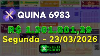 Resultado da Quina 6983, Segunda-feira, 23/03/2026