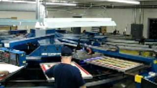 preview picture of video 'Six Color Graphic Screen Printing Carousel Press.  M&R Conquest.'