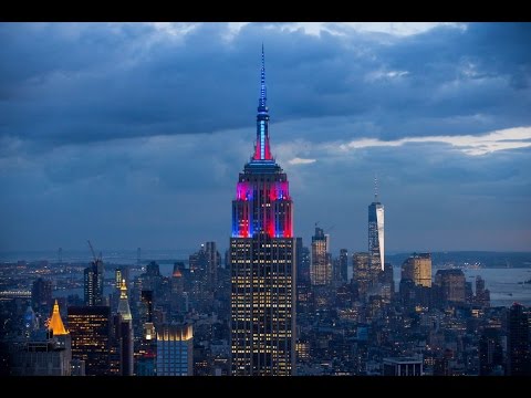 The Empire State Building is lit up in FC Barcelona colours