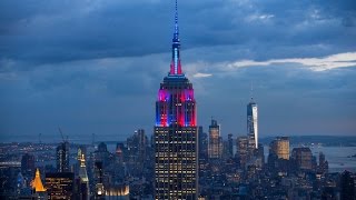 The Empire State Building is lit up in FC Barcelona colours