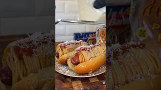 Spaghetti Hotdogs 🌭 #shorts Recipe by @TheJoshElkin