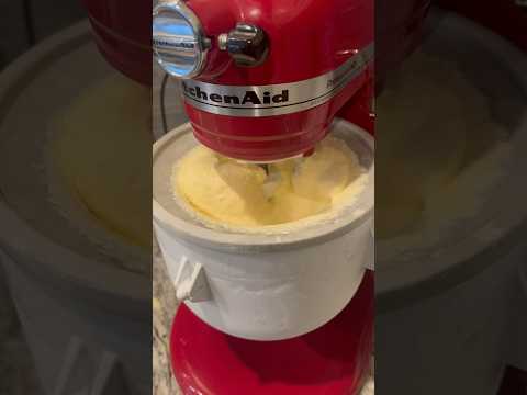 Making homemade french vanilla ice cream with my KitchenAid #delicious