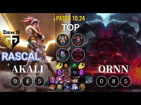 GEN Rascal Akali vs Ornn Top - KR Patch 10.24