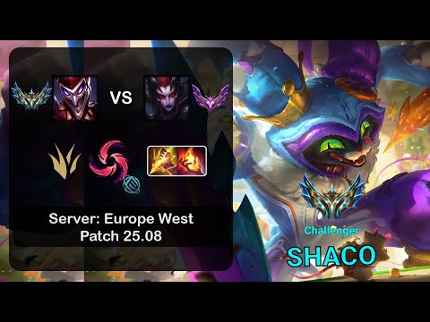Shaco Jungle vs Elise - EUW Challenger - Patch 25.08