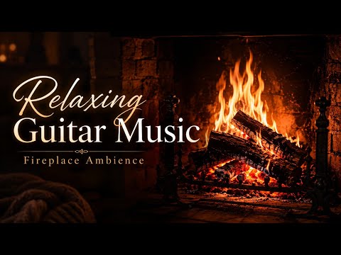 Relaxing Soft Blues Instrumental Music  | Acoustic Blues & Fireplace Ambience 4K