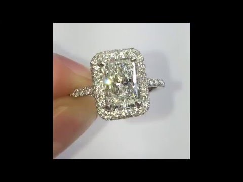 2 carat Radiant Cut  Diamond Halo Engagement Ring