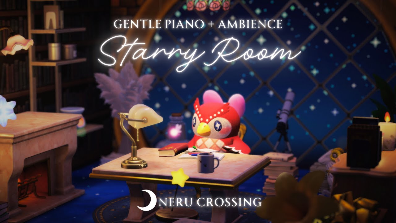 【あつ森BGM】フーコの星降る天文塔でゆっくり過ごす夜｜途中広告なし｜優しいピアノ＋環境音｜3時間｜作業用BGM【ACNH】