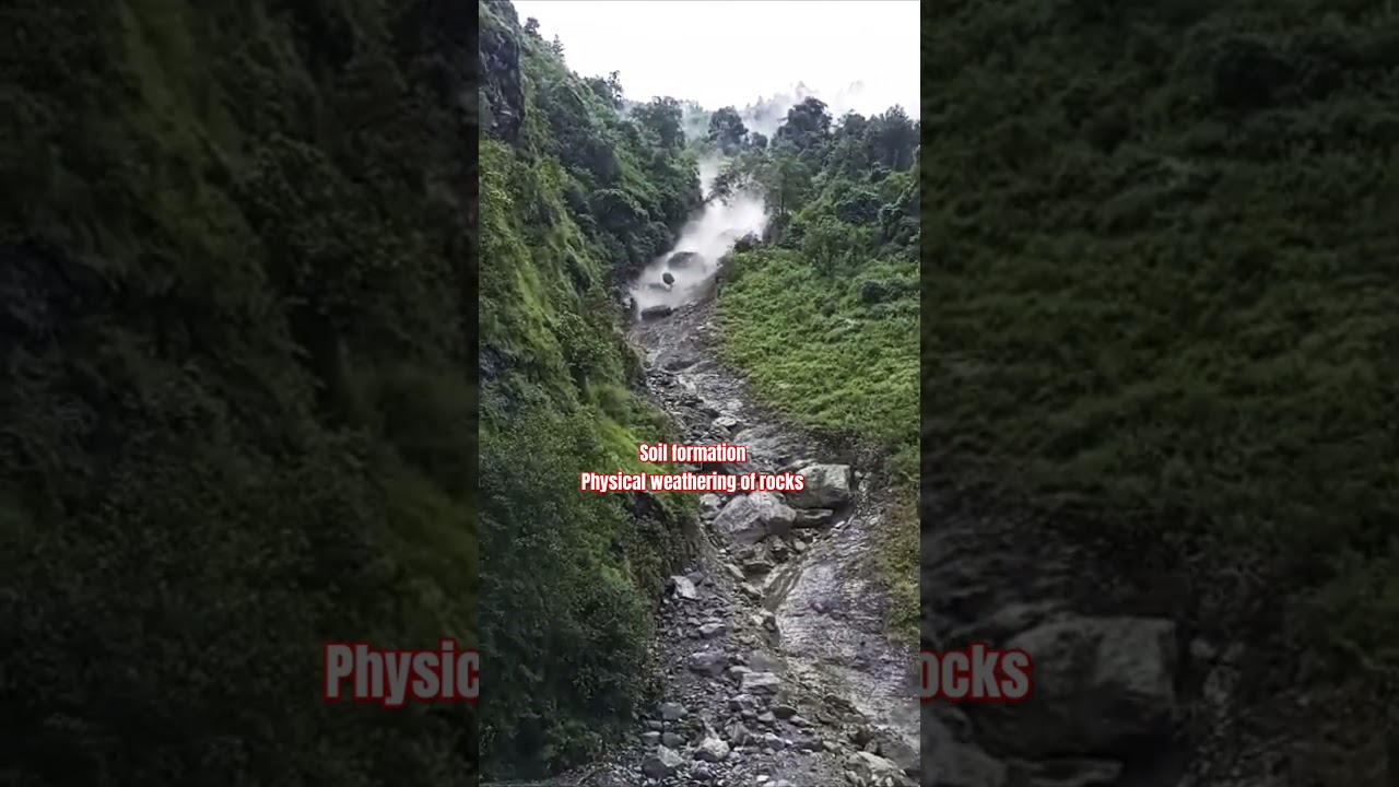 Physical weathering of rock particles by the action of water & gravity #trending #soil #rock