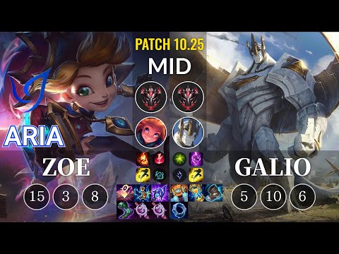 CGA Aria Zoe vs Galio Mid - KR Patch 10.25