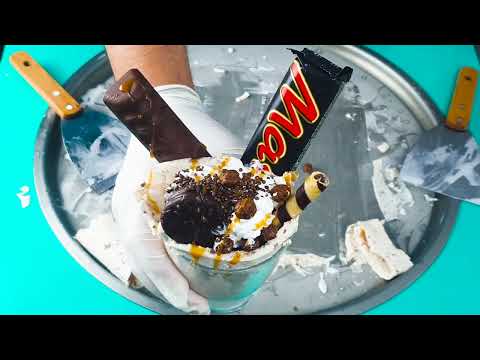 Mars Chocolate Ice Cream Rolls-how to make Ice Cream/Frozen rolled ice cream | مارس شيكولاتة🍦🍫#asmr