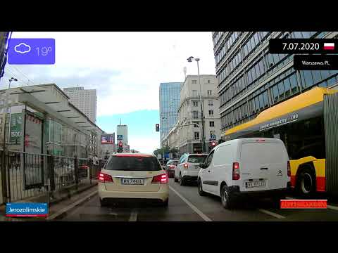 Driving through Warszawa (Poland) Centrum 7.07.2020 Timelapse x4