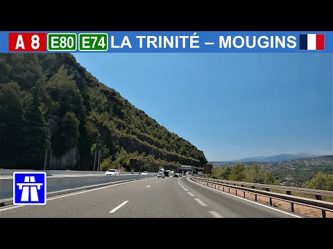 Driving in France. 🇫🇷 Autoroute A8 La Provençale from Nice to Cannes. 4K