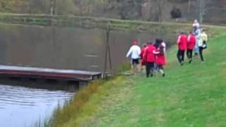 preview picture of video 'Seton Hill Coach Thrown in the pond WVIAC Cross Country Championships Glenville'