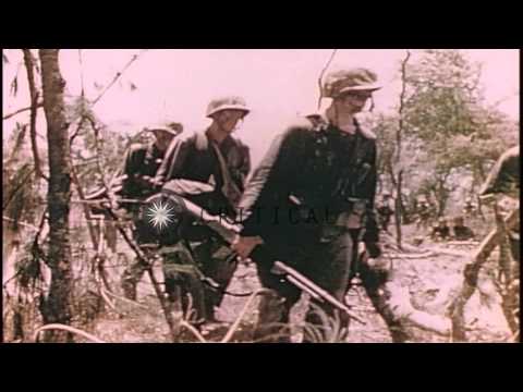 United States Marines crawl and advance in Saipan, Mariana Islands during World W...HD Stock Footage