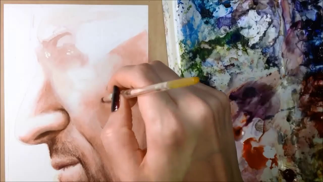 watercolor portrait tutorial skin and nose