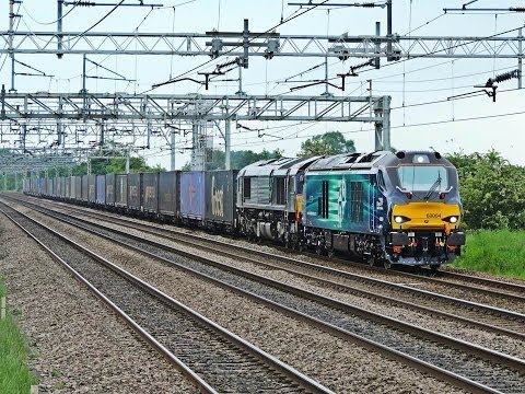 DRS 68004 & 66433 on 4S44 Daventry to Coatbridge passing Chorlton 30/5/2014