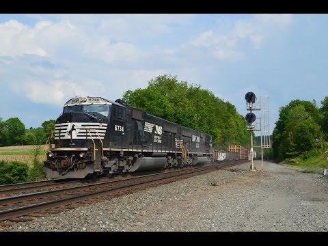 Two ex-Conrail SD60Is lead 35A at MP 328 HD