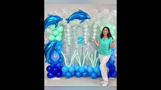 Dolphin Theme Balloon Decorations for Birthday