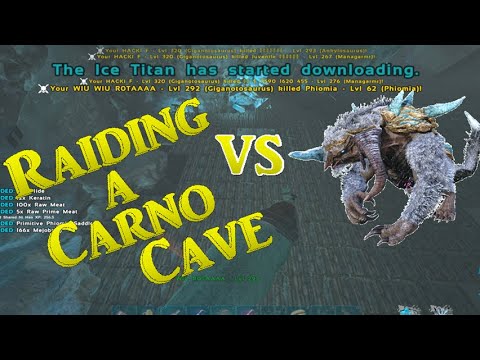 RAIDING a Carno Cave | they brought an ICE TITAN to defend | Ark Official PvP