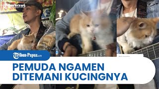 Viral Video Seorang Pemuda Ngamen Ditemani Kucingnya, Perekam Video Mengaku Salah Fokus dan Salut