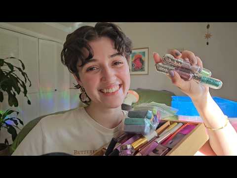 ASMR Rummaging Through and Decluttering My Makeup Collection 💖 (whispered, drawer organizing)