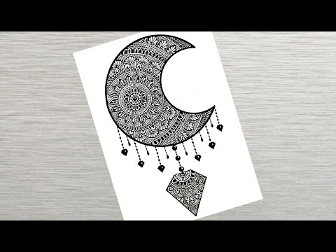 How to draw Mandala for Beginners Easy Mandala Drawing Half Moon Mandala StepbyStep vanithaarts