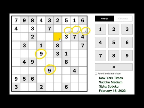 New York Times Sudoku Medium February 15, 2023